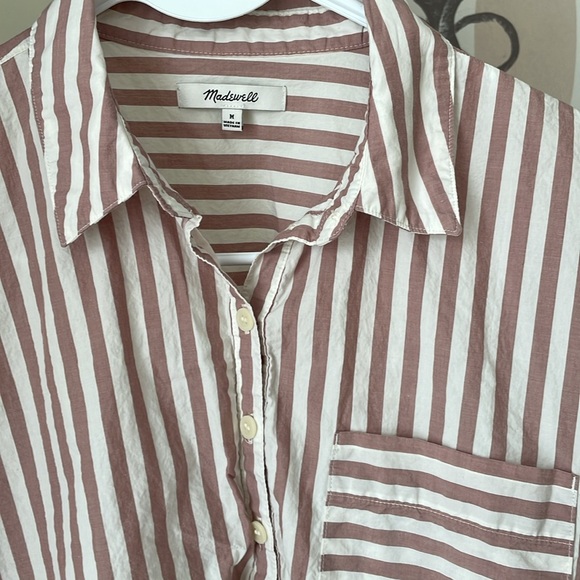 Madewell Striped Popover Top Women’s Medium - Picture 2 of 6